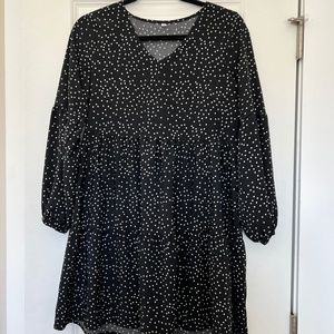 Long Sleeve Black and White Dress